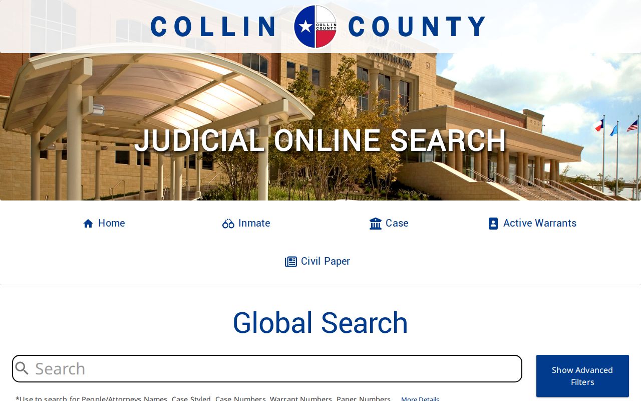 Wylie resident lookup view of the Collin County judicial search page